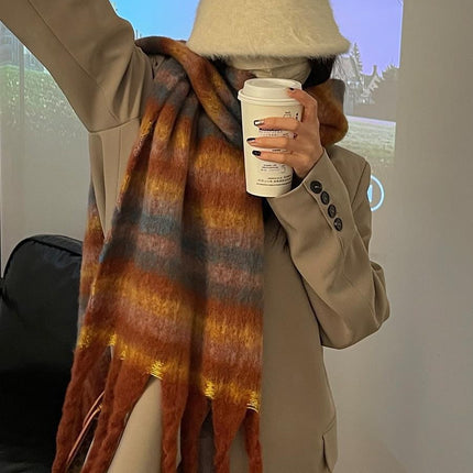 2022 new cool atmosphere ~ brushed colorful scarf autumn and winter warm scarf fashion item warm gift