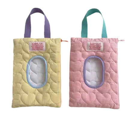 New Ins Macaron Color Wipes Storage Bag Car Tissue Bag Baby Stroller Wipes Hanging Bag