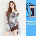 8251 coffee brown three-piece suit + swimming cap + mobile phone bag / One size fits all [recommended 40-47.5kg]