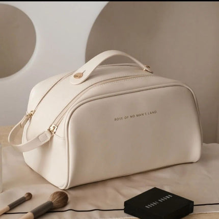 New Large Cosmetic Bag, Large Capacity, Portable, Multi-Functional Travel Double-Pull Pillow Bag, High-Looking Waterproof Storage Bag