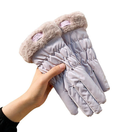 Autumn and winter warm gloves fleece-lined thick skin-feeling fabric windproof water-splashing cartoon outdoor sports cycling wholesale