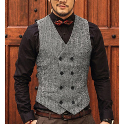 Multi-Color Foreign Trade European and American Cross-Border Hot-Selling Products 2026 New Model Men's Casual Vest Solid Color Herringbone Vest