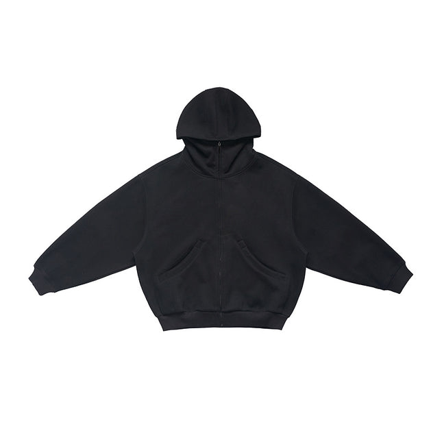 Unf 550g Heavy Air Oversize Loose Silhouette Hooded Sweatshirt Zipper Jacket Autumn and Winter for Men and Women