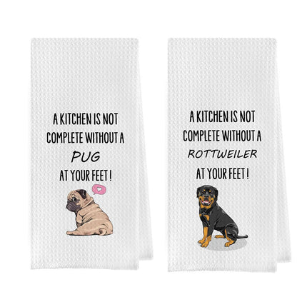 Cross-Border Temu Microfiber 2-Pack Kitchen Towel Waffle Cartoon Dog Shepherd Table Decoration Towel