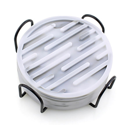 Silicone Coaster 10cm Round Heat Insulation Mat Marble Coffee Coaster Mat Anti-Perm Mat Set Storage Striped Drain