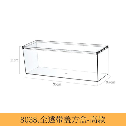 Desktop Storage Box Narrow Long Slim High Gap Transparent Acrylic Snack Kitchen Mirror Cabinet File Bathroom Cosmetics