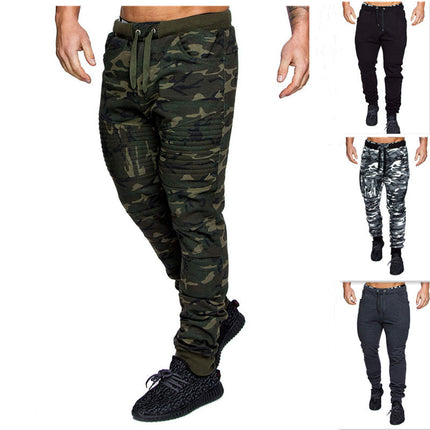2022 Men's Casual Sports Pants European and American Foreign Trade Hip Hop Striped Design Camouflage Sports Fitness Trousers for Men