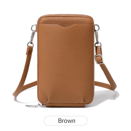 2024 New Mini Litchi Pattern Mobile Phone Bag Wallet Fashionable Women's Multifunctional Crossbody Small Bag Simple Shoulder Bag