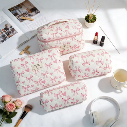 Cross-Border Best-Selling Polyester-Cotton Cosmetic Bag for Women, Large Capacity Travel Portable Toiletry Bag, Makeup Brush Storage Bag