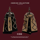 Diamond check scarf khaki