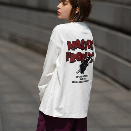 MASSULTI 23AW a bit sweet ice cream fun printed retro autumn loose tee heavy long sleeve T-shirt