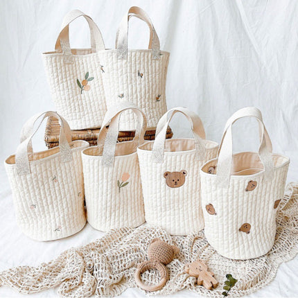 2023 Baby Stroller Storage Hanging Bag Bottle Diaper Bag Cloth Bag Portable Bucket Bag Cotton Storage Bag
