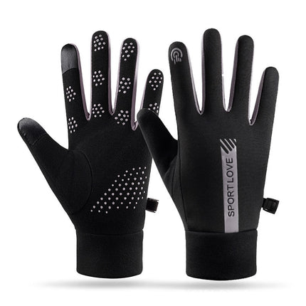 Warm Gloves Plus Velvet and Thickened Winter Cold-Proof Gloves Anti-Slip Touch Screen Windproof Outdoor Electric Vehicle Cycling Gloves