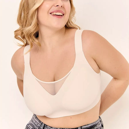 Cross-Border Plus-Size Lingerie, Wide Shoulder Straps, Seamless Lingerie for Women with Large Busts, Minimizing Bra, Wireless Bra, Custom Lingerie