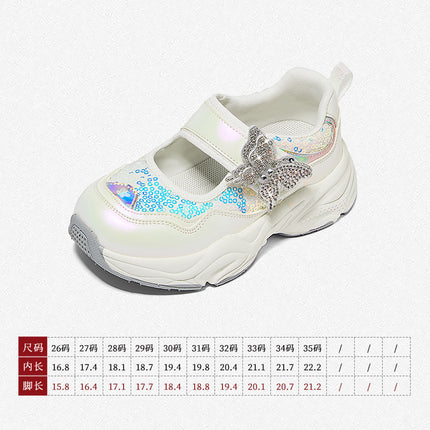[Special Offer] Snafy Girls' Sneakers 2025 Spring and Autumn New Style Casual Lightweight Breathable Soft Sole Sparkling