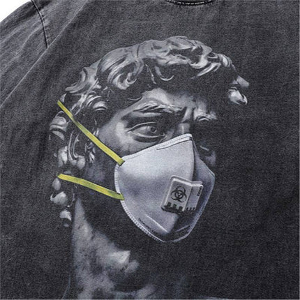 Half-Sleeved T-Shirt Street Style for Men and Women European and American Printed Vibe T-Shirt Spoof Old Design Short-Sleeved High Street