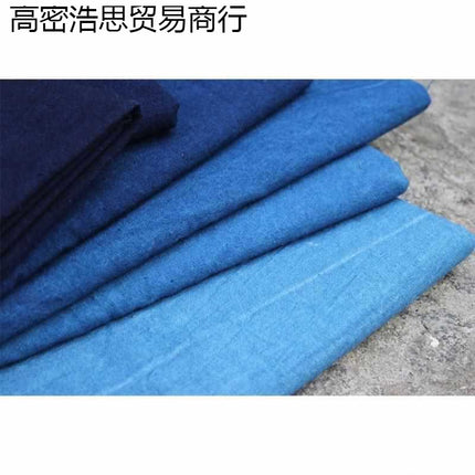 Indigo-Dyed Fabric Handmade Indigo Dyeing Plant Dyeing Wood Dyeing Sashiko Embroidery Fabric Clothing Fabric Handmade Cloth Printing and Dyeing Cotton Summer