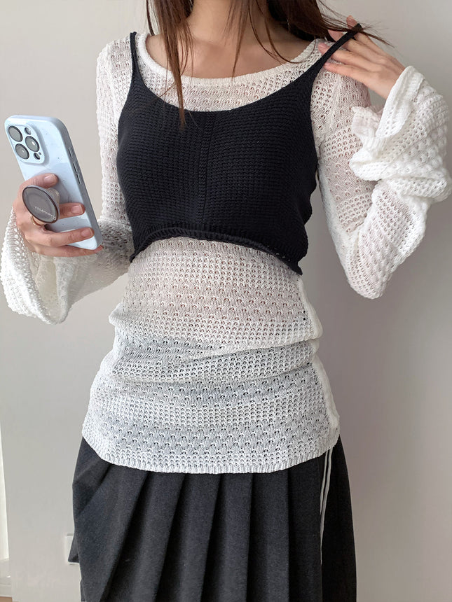 Dorothy LOOPIN Spring New Spice Girls Knitted Camisole Small Vest Woven Short Top