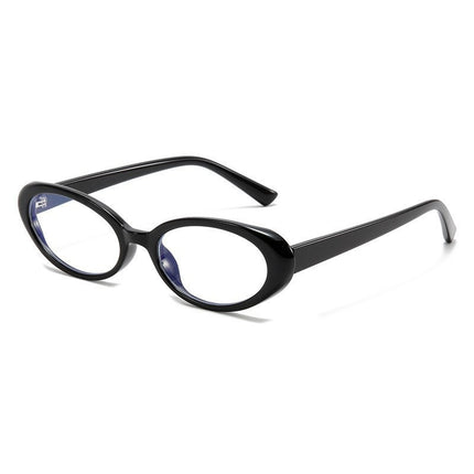 Retro Oval Frame Small Frame Narrow Frame Black Frame Glasses Women's Small Face Plain Artifact Cat's Eye Eye Internet Celebrity Royal Sister Cat Style
