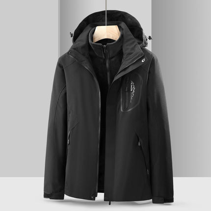 Jacket Women's Autumn and Winter Three-In-One Detachable Windproof and Waterproof Mountaineering Clothing Outdoor Skiing and Camping Style Same Style for Men and Women