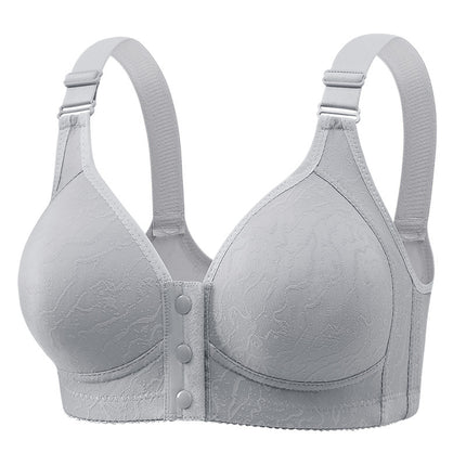 Cross-Border Front-Clasp Middle-Aged Women's Underwear, Beautiful Back Design, Wireless Vest-Style New Model, Fixed Cup, Large Size, Thin Bra