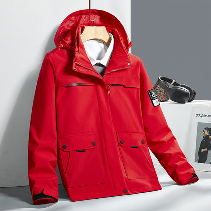 Winter Couple Outdoor Rush Clothes Three-in-One Hood Removable Liner Two-piece Warm Windproof Casual Rush Clothes
