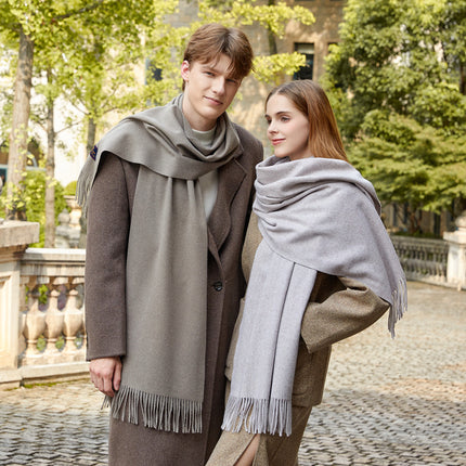 Wool Scarf Shawl High-End Versatile Cashmere Scarf Women's Autumn and Winter Thickened Couple Style Solid Color Scarf Wholesale