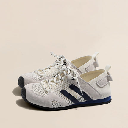 Genuine Leather Thick-Soled Women's Sneakers 2025 Autumn and Winter Mesh Breathable Outdoor German Training Shoes Versatile Casual Jogging Sports Shoes