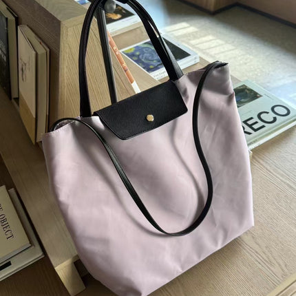 2025 New Waterproof Cloth with Head Layer Cowhide Bucket Bag Large Capacity Portable Shoulder Bag Commuter Crossbody Computer Bag