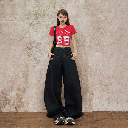 American Scimitar Jeans for Women 2025 Summer New Straight-Leg Loose High-Waist Slimming Wide-Leg Floor-Length Pants
