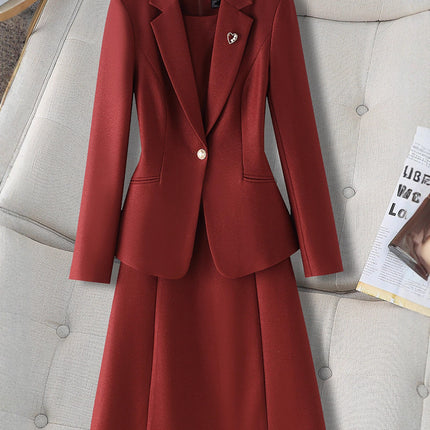 2025 Autumn and Winter Export Professional Suit Suit Two-Piece Vest Dress Work Clothes Professional Skirt 8515