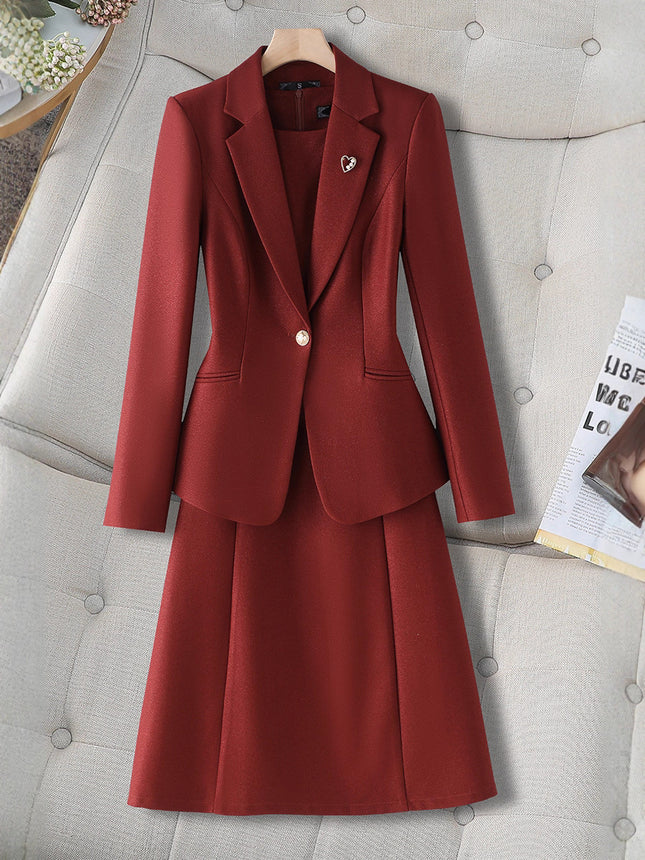 2025 Autumn and Winter Export Professional Suit Suit Two-Piece Vest Dress Work Clothes Professional Skirt 8515