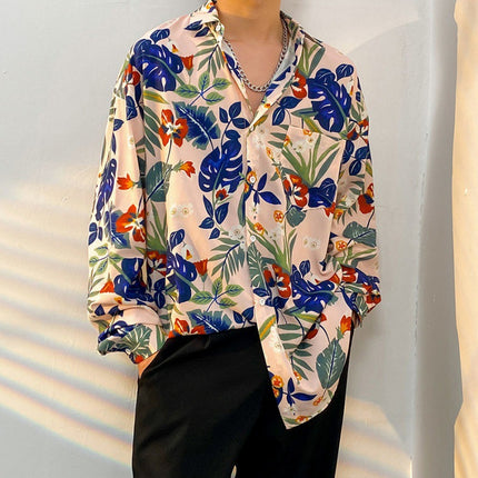 Fairy shirt men's Spring and Autumn fun printed shirt men's long sleeve Hong Kong style loose fashion casual Japanese coat