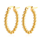 Golden egg-shaped welded bead earrings ms-344e