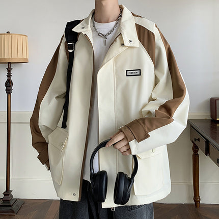 WASSUP NETS Lapel Tooling Coat Boys Spring and Autumn Jacket Top Teenager Outdoor Jacket