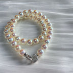 Horseshoe buckle akoya pink pearl necklace 12mm/42cm