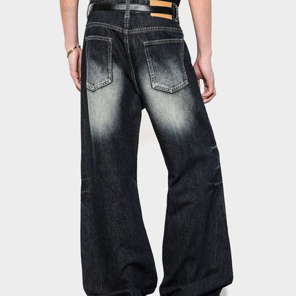 American Retro Washed Whiskered Cleanfit Jeans for Men and Women, New Flared Slimming Floor-Length Vintage Pants