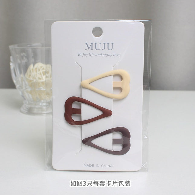 Simple hair accessories Brown series suit hairpin 3 cards BB clip three-dimensional drop oil frosted side bangs clip