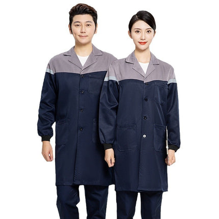Color-Blocked Coats, Labor Protection Smocks, Aprons, Men's and Women's Work Clothes, Spring and Autumn Long Warehouse Workers' Anti-Pollution Clothes Wholesale