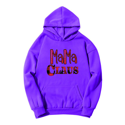 in stock foreign trade cross-border red plaid MAMA RIED printed hooded hoodie autumn and winter European and American women's