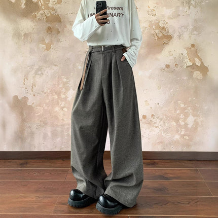 2025 New Loose Casual Pants for Men Korean Style Trendy Versatile Pants Summer Thin Drape Wide-Leg Floor-Length Trousers