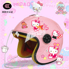 Children's 3c thickening + cat t2 / Pink half helmet + rocking cat