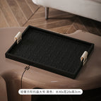 Leather woven square tray [large] Black