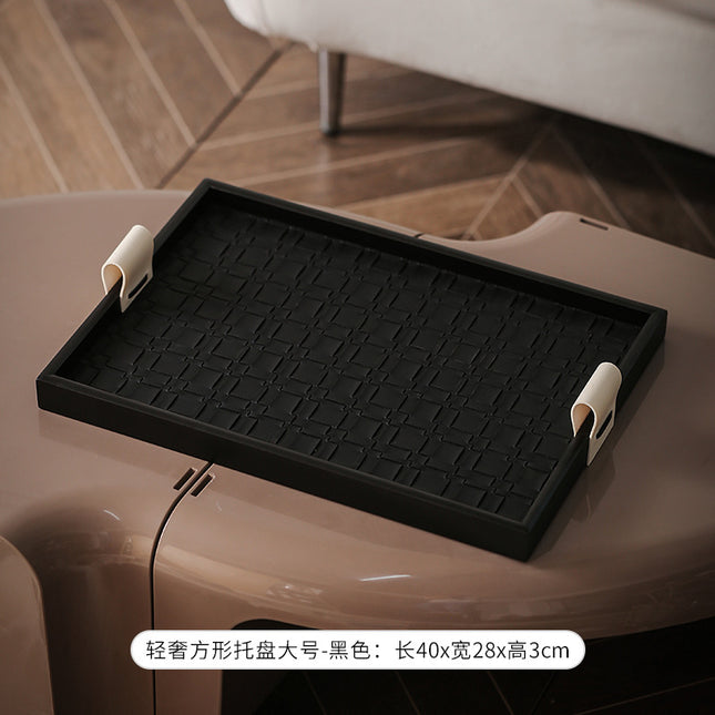 Light luxury jewelry hallway storage plate mid-ancient high-grade black leather aromatherapy tray French jewelry decoration sample