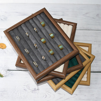Walnut Color Jewelry Tray Ring Storage Box Solid Wood Ring Plate Earrings Earrings Bracelet Display Jewelry Display Rack