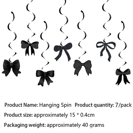 Cross Border Black Bow Party Decoration Tableware Paper Plate Tissue Package Banner Spiral Girl Birthday Party Supplies