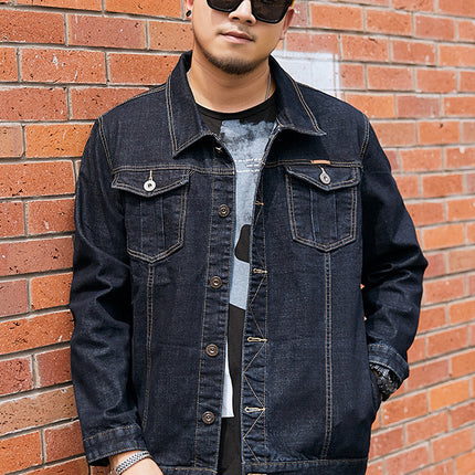 Fertilized Extra Large Elastic Loose Denim Coat fleece-lined Thickened plus size Men's Winter Jacket Warm Quilted Top