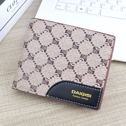 New Men's wallet men's short multi-card card holder European and American retro wallet men's youth plaid printed Soft Wallet