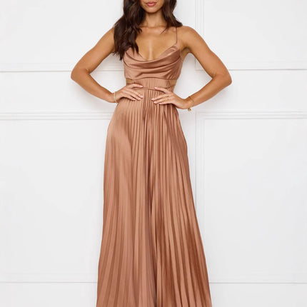 2025 Amazon Independent Station Cross-border Long Women's New Solid Color Sexy Backless Strap Press dress