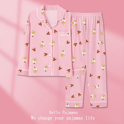 Factory Foreign Trade Pajamas Women's Spring and Autumn High-end Fresh Green Cardigan Long-sleeved Women's Casual Winter Home Clothes suit